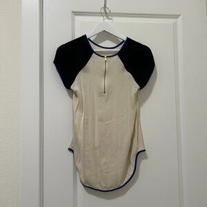 Diane Von Furstenburg Size S Beige Top Raglan Zipper